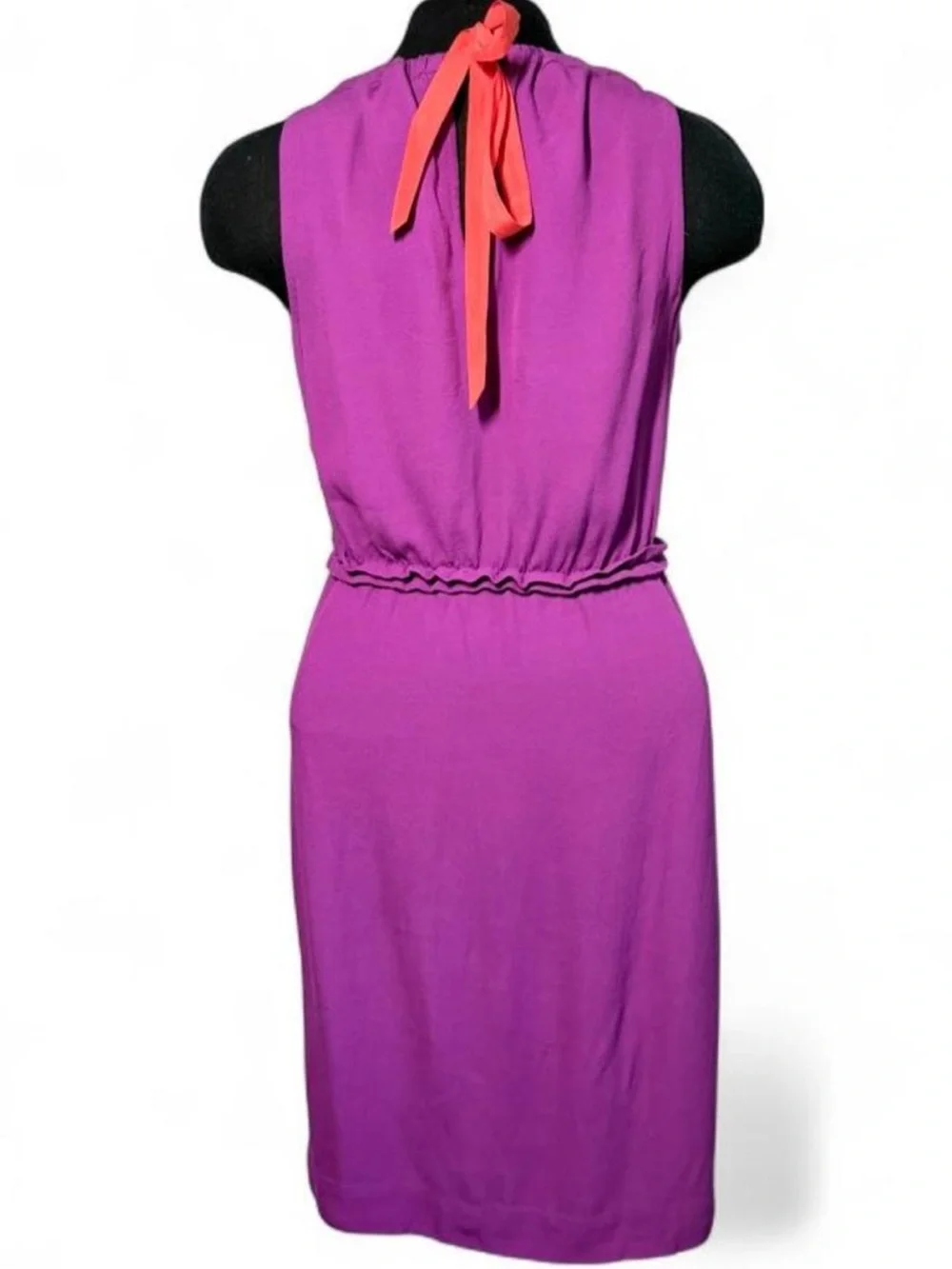 Kate Spade New York Purple Sleeveless Crepe Dress Orange Bow Back XS